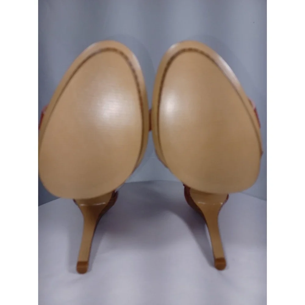 Nine West Shoes Womens Size 8 Brown Strappy High Heel‎ Sandal Buckle Zip Dressy